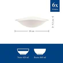Villeroy & Boch - Vapiano Schalen-Trio 6 teilig weiß, Spülmaschinenfest, Mikrowellensicher, Geschirrset, Pastaschalen, Salatschalen, Suppenschalen, Keramik Schalen, Schüsseln Tief, Premium Porzellan HLYJ - Pastaschale - Übersicht 2