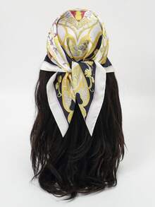 1pc Fashionable & Versatile Bandana With Leaf & Vine Print - Multicolor - View 5