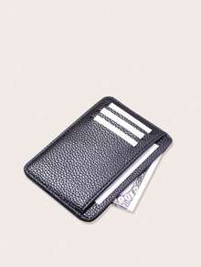 Black Ultra-Thin Card Holder Wallet With Multiple Card Slots - Black - View 2