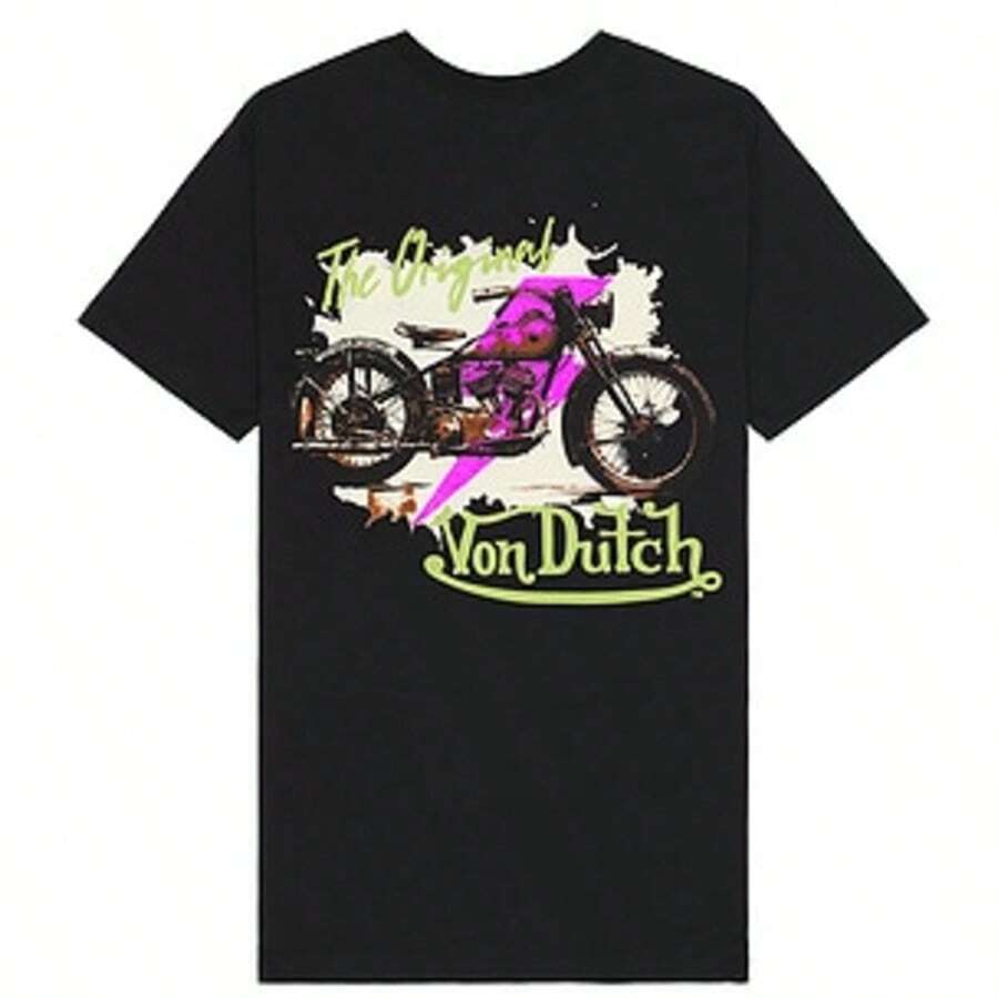 Fashion Vintage Prints Shirt, Summer Tops Streetwear, 1pcs Women's Von Ditch Dragon Floral Design Red And Green Print Fabric Soft & Skin-Friendly Unisex Style Gifts For Spring Festival, Valentine's Day, St. Patrick's Day & World Cup-Van Dutch Dragon Print Women T Shirt Classic Americana Style Graphic Sports Fan Gift - Black 3 - View 1