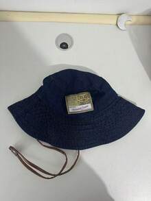 1pc New Printed Denim Bucket Hat For Women - Retro Washed Wide Brim Hat - Face Flattering - Sun Protection - Casual - Polyester - Multicolor - View 9