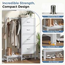 4-In-1 Storage Dresser With 4 Drawers & Hanging Rack,Sturdy Closet Organizer For Bedroom,White - White - View 5