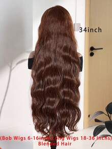 Tóc giả ren phía trước màu nâu sô cô la 13x4, độ dày 4#, kiểu sóng thân, dài từ 8-36 inch, làm từ tóc thật pha trộn. Tóc giả ren phía trước màu nâu sô cô la 13x4, độ dày 180%, làm từ tóc thật pha trộn với tóc con, dành cho nữ (Tóc giả pha trộn - sự kết hợp giữa tóc thật và tóc tổng hợp). Tóc giả làm từ tóc thật pha trộn/Tóc giả làm từ tóc thật pha trộn dành cho nữ/Tóc giả ren phía trước làm từ tóc thật pha trộn/Tóc giả không cần keo/Nút thắt đã tẩy trắng/Đã tỉa sẵn/Tóc giả ren/Nâng cấp diện mạo/Tăng sự tự tin/Món quà hoàn hảo. - S4 - Xem 3
