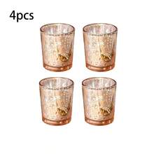 1/4/6个金色茶蜡烛台，适用于圣诞节、婚礼中心装饰、派对、家居、婚礼、婴儿派对装饰、桌面摆件 - 水银玻璃烛台 - 彩色 - 查看 15