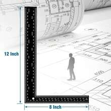 Professional 8x12 Inch Carpenter Square - Heavy-Duty Carbon Steel Framing Tool With Dual-Scale (Imperial/Metric), Rust-Resistant Right Angle Ruler For Carpentry, Roofing &Amp; Layouts - Màu A - Xem 2