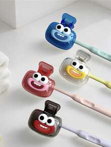 Cute Joyful Face Shape Toothbrush Protective Cover, Dopamine Toothbrush Storage Holder,Brightly Colored Travel Toothbrush Case With Ventilation Holes,Travel Toothbrush Storage Box, Portable Toothbrush Head Protection Clip, Toothbrush Storage Clip,Toothbrush Protective Cover - Nhiều màu - Xem 5