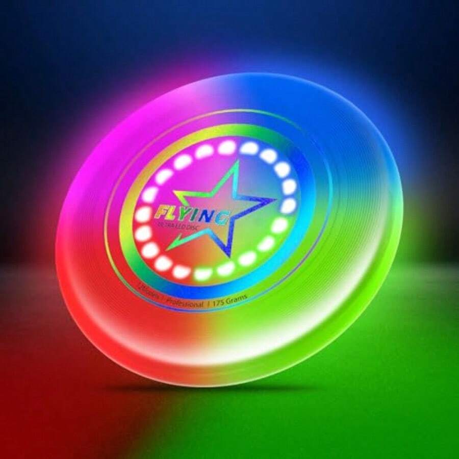 Juguetes de Disco Volador led para niños Adultos Recargable 175g 4 Brillo 7 Modos de Colores Modos Inteligentes Anillo Volador Cesta de Pascua Relleno para niños niñas - como en la foto - Ver 1