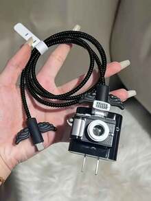 5pcs TPU Black Camera Protector Case, Suitable Compatible With Apple 18W/20W Fast Charger And Data Cable - Multicolor - View 2