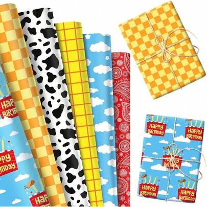 LaVenty Toy Party Supplies Wrapping Paper Cow Gift Wrap Paper Desert DIY Craft Gift For Birthday Party Gift Decoration