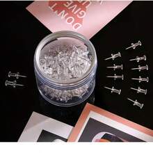 100 piezas de chinchetas blancas transparentes, adecuadas para tableros de anuncios de oficina y escuela, tableros de exhibición de reuniones, sujeción de documentos - 100 piezas/caja - Ver 1