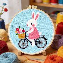 1pc Punch Needle Embroidery Kit, 20*20cm/7.8*7.8in, Includes Pre-Printed Pattern, Yarn, Embroidery Hoop And Needle Tools, Handmade Embroidery DIY Kit, Suitable For Adult Beginners, Home Gift, Women's Sewing Gift - A - View 17