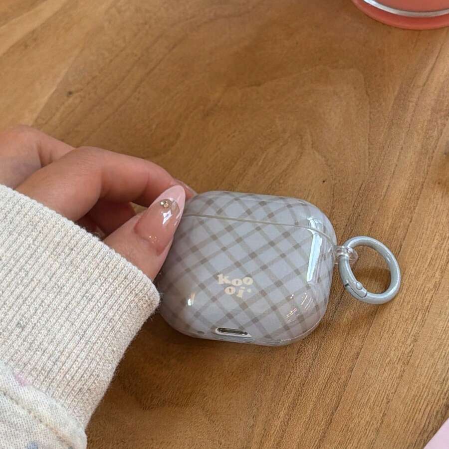 Ốp bảo vệ tai nghe Gray-Blue Rhombus + Circle Pro 3/2, 4/3/2, kiểu dáng tối giản thời trang dành cho nữ.