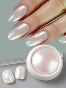 2PCS Faux Pearl Nail Powder White Pearlescent Moon Nail Glitter Effect Aurora Arcoiris Fantasy Nails Decoration Art Manicure Accessories For Marry - Multicolor - View 4