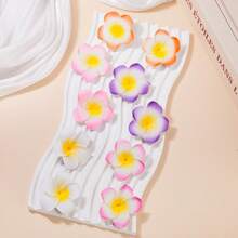 10 piezas de Pinzas para el cabello con flores de Plumeria de colores, Lindos pasadores de pelo con flores para niñas, Accesorios florales dulces para el cabello, Adecuados para verano, playa y viajes - Multicolor - Ver 5