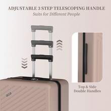 YSTELLAA 4-Piece ABS Hard-Shell Luggage Set, Consisting Of Hard-Shell Suitcases In Sizes S, M, L And XL, Equipped With A Retractable Gel Handle And 4 Smooth-Rolling Wheels; Durable And Lightweight Travel Suitcases With Lock. - Champagne - View 5
