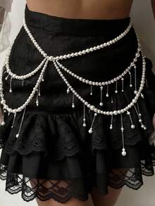 1pc Bohemian Style Faux Pearl Beaded Tassel Pendant Women's Fashion Waist Chain, Suitable For Women's Party, Gathering, Daily Wear, Holiday Gift - Waist Chain - View 2