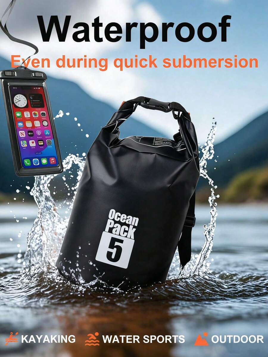 1pc Outdoor Camping Beach Waterproof Dry Wet Separation Backpack, Adjustable Shoulder/Backpack Strap, Portable Multi-Function Large Capacity Waterproof Backpack, Suitable For Beach, Rafting, Hiking, Swimming, Travel And Vacation, Unisex