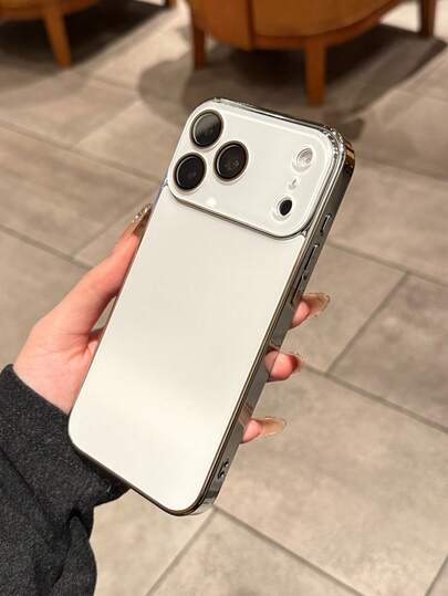 1pc Luxury Electroplated Glass Phone Case, Minimalist & Elegant Soft Silicone Bumper With Tempered Glass Back Cover, Suitable For IPhone 17 Pro Max, 17 Pro, 17, 16 Pro, 16 Pro Max, 15 Pro Max, 14 Pro Max, 15 Pro, 14 Pro, 14, 13, 12 Pro Max, 11