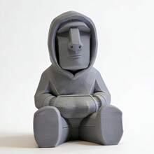 1 Piece Classic Moai Statue Decoration Polynesian Ancient  Element Sturdy Plastic Crafted Expressive + Traditional Costume History Enthusiast Gift Home Office Holiday Atmosphere Decoration - xám - Xem 2