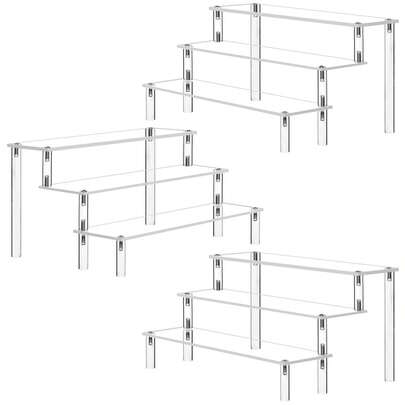 4 niveles de elevadores acrílicos, organizador de perfumes transparente, soporte grande para cupcakes, exhibidor de postres para fiestas, estantería para exhibir figuras y colecciones, base elevadora para decoración y organización