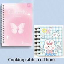 A5 Cute Notebook Spiral Bound Notebook, Minimalist Butterfly Dream Series + Cooking Rabbit Notebook - Multicolor - View 7