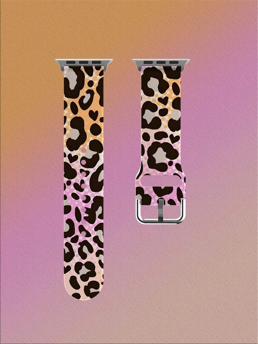 1条渐变豹纹柔软弹性透气替换表带，适用于三星、荣耀等智能手表，尺寸可选38mm、40mm、41mm、42mm、46mm、45mm、44mm、49mm；时尚休闲硅胶表带，适用于 Ultra SE/11/10/9/8/7/6/5/4/3/2/1 - 彩色 - 查看 1
