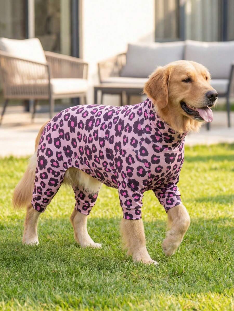 Dog Summer Shedding Hair Control Pajamas - Breathable High Stretch Full Coverage Pet Rompers, Summer Anti Licking & Bug Protective Jumpsuit For Medium Large Dogs, All Over Printing Dog Clothes - Cute Plum Blossom Pattern - Multicolor - View 1