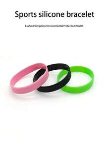 Set de 5 pulseras de silicona de unicolor, brazalete deportivo, adecuado para atletas, hombres, mujeres, estudiantes, regalo para fiesta de graduación - Multicolor - Ver 7