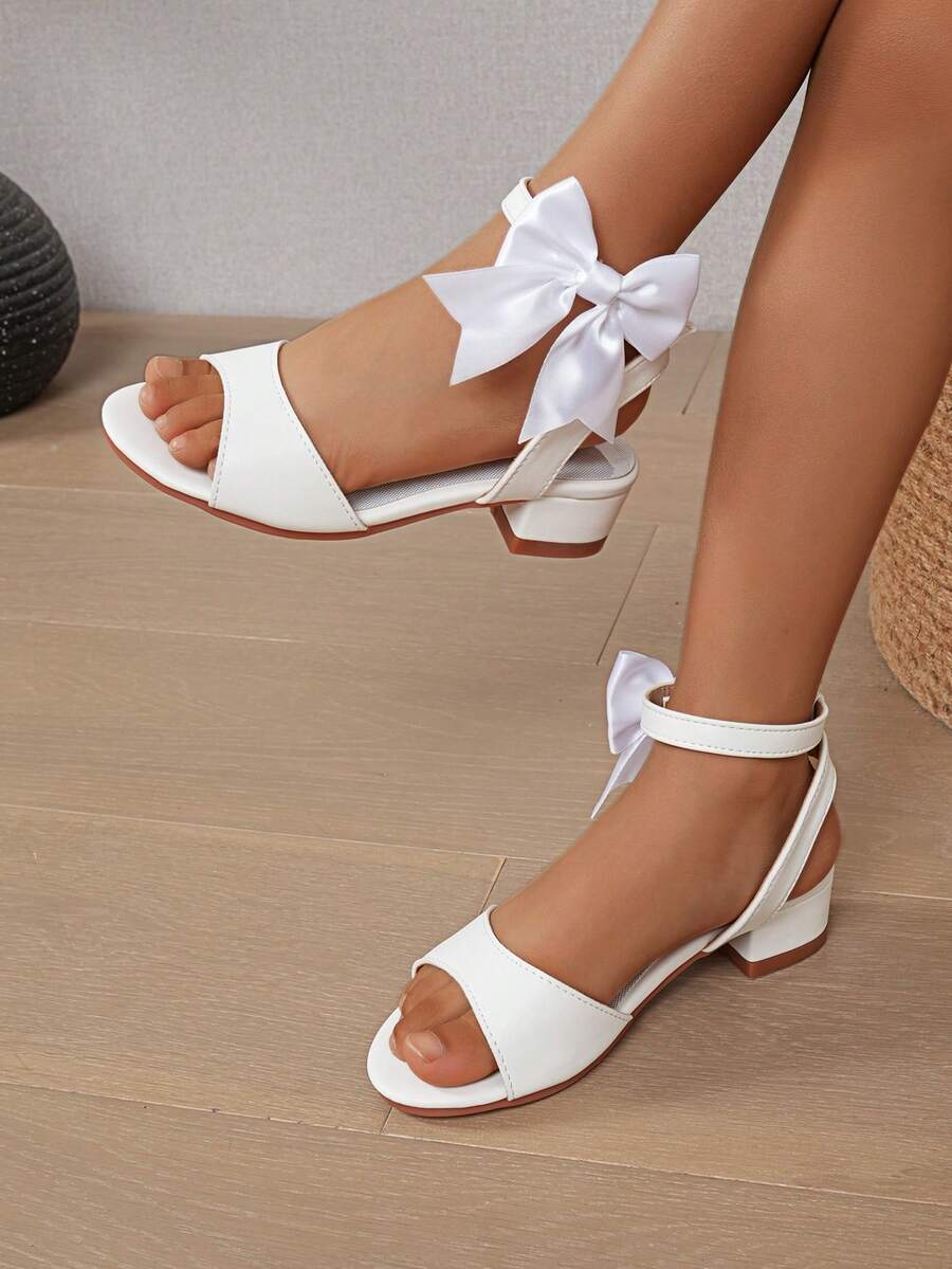 1 Pair Girls' Fashion High Heel Sandals, Suitable For Summer - White - View 1