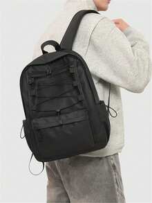 Minimalist Casual Men Backpack - Black - View 3