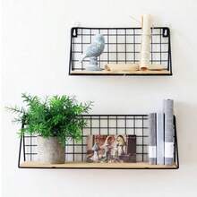 One-Piece Ironwork, Wall-Mounted Shelf Without Drilling, Suitable For Rooms, Living Rooms, Apartment Decoration, Festival Storage Rack, Leisure Bedside Storage Rack, Wall-Mounted Storage Rack (With Hooks) - Black - View 10