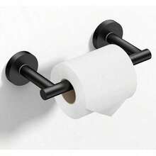 Portarrollos de papel higiénico HITSLAM, estante giratorio de barra doble para papel higiénico montado en la pared, color negro mate, dispensador de tejido de baño de acero inoxidable SS304 - Negro - Ver 1