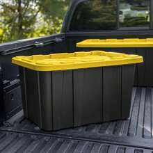 Large Storage Bin, 27 Gallon Durable Plastic Storage Tote With  Lid, Black And Yellow, 6 Pack - 黑/黃 - 查看 6