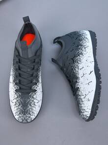 1 Pair Unisex High-Top Football/Soccer Shoes, Outdoor Team Sports Cleats For Adults & Students, Suitable For Artificial Turf, Includes Lace-Up Closure, Leather Material, Lightweight High-Performance Professional Soccer Boots, Factory Direct - Gray - View 2