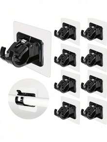 Curtain Rod Hooks, Window Curtain Rod Clips, Fixed Holders, Horizontal Bar, Retractable Rod, Adhesive Hooks, No Drill Paste Brackets, Clamps - Multicolor - View 2