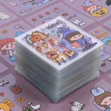 50pcs Unique Cute Girl & Pet Cartoon Pattern Stickers For Diary - Multicolor - View 4