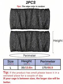 1pc Random Edge Color Stretchy Elastic Dense Mesh Bird Cage Cover, Dust Proof, Suitable For Birds All Seasons - Black - View 13