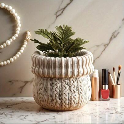 Resin Silicone Mold - Knit Sweater Texture Container For Easy Demolding, Multi-Purpose & Reusable Use | Candle Making Mold, DIY Epoxy Resin & Clay Plaster Craft For Cozy Home Decor, Rustic Wedding Centerpieces | Ideal For Resin Artisans & Seasonal Crafters