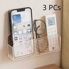 1pc Remote Control Storage Box, Wall-Mounted TV/AC Remote Holder, Acrylic Transparent Wall-Mounted Phone/Cosmetic Organizer - Multicolor - View 12