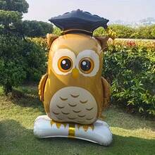 1pc Large Base 61.22 Inch Standing Owl Doctor Balloon Combination Set, Suitable For Graduation Season, Campus Ceremony Theme Party Atmosphere Decoration, Graduation Season Theme Decoration Balloons - View 3