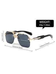 1 Pair Of Unisex Black-Gold Square Frame Sunglasses, Alloy Material, UV400, Sun Protection, Y2K Style Sunglasses, Nightclub Disco Style - Multicolor - View 8