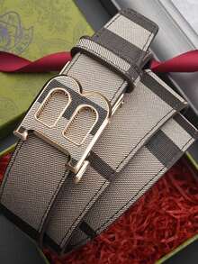 High-End Men's Zinc Alloy Letter Automatic Buckle Leather Belt, Casual Versatile Minimalist Trouser Belt, Random Pattern (Storage Box Not Included) - Multicolor - View 6