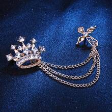 British Style Crown Cross Tassel Brooch, Vintage Lapel Pin For Women And Men - Cross - View 10