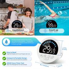 Waterproof Self-Discipline Timer With Suction Cup, Lanyard & Desktop Stand | Water Drop Countdown Display | Multi-Scene Reminder For Bathroom, Bedroom, Kitchen & Workout - White - View 4