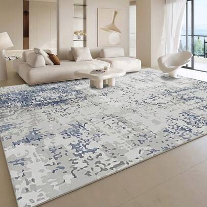 1pc Vintage Style Light Gray Background Blue Pattern Rug. Velvet Material, Weighs Approx. 850g, Thickness Approx. 0.6cm. Durable, Anti-Slip, Easy To Clean Rug. Available In Multiple Sizes. Suitable For Kitchen/Living Room/Dining Room/Bedroom/Balcony/Bathroom/Study. Perfect Choice For Home Decor.