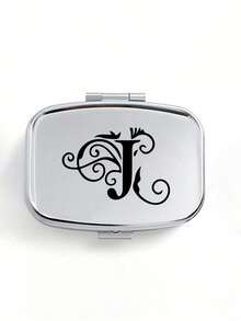 A-Z Letter Pattern Square Pill Box, 2 Portable Medication Storage Compartments, Mini Metal Storage Box, Portable Jewelry And Pill Case, Personalized Creative Gift With Name Tag, Suitable For Travel, Outdoor Activities, Bags, Pockets, Can Be Used As Wedding Gifts, Gifts And Reception Decorations, Unique Decorative Travel Storage Box, Gift For Friends (Letter A-Z) Medicine Bag First Aid Bag Medicine Organizer Pill Organiser Pill Container For Home For Outdoor Cruise Essentials Travel Essential - Multicolor - View 14