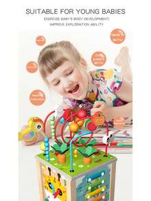 1 Set Kids Multi-Functional Hexagon Treasure Box, Children's Educational Puzzle Toy With Beads, Bug Catching, Piano Keys, Shape Matching, Baby Early Learning Toy - Multicolor - View 4