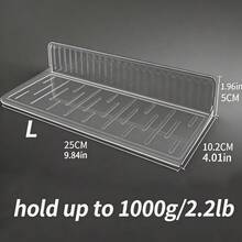 1pc/Simple Punch-Free Storage Rack Wall Decoration Partition Rack Photo Album Ornaments Storage Tray Rack, Suitable For Bedroom, Living Room, Bathroom, Kitchen, Study, Dormitory Storage Rack, Various Small Object Display Rack - Clear - View 6