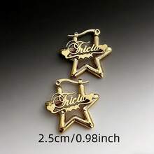 Custom Name Mini Hoop Earrings, Personalized Name Star Earrings For Women, Custom Stainless Steel Earrings,Perfect Gift For Daily Wear Or Any Occasion - Gold - View 7