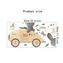 Cartoon Rabbit Car Wall Sticker For Children's Room And Kindergarten, Quirky Transportation Theme, PVC Fun Mural, Self-Adhesive For Nursery, Classroom Decor, Suitable For Children's Room Theme Wall, Kindergarten Background Wall, Parent-Child Homestay, Pet Theme Room, Early Education Center Cognitive Corner, Children's Bookstore And Photo Wall, Self-Adhesive Narrative Adventure Art Decor - Cartoon Rabbit Car Wall Sticker - View 6